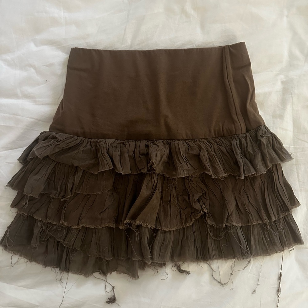 Free People Brown Ruffled Skirt